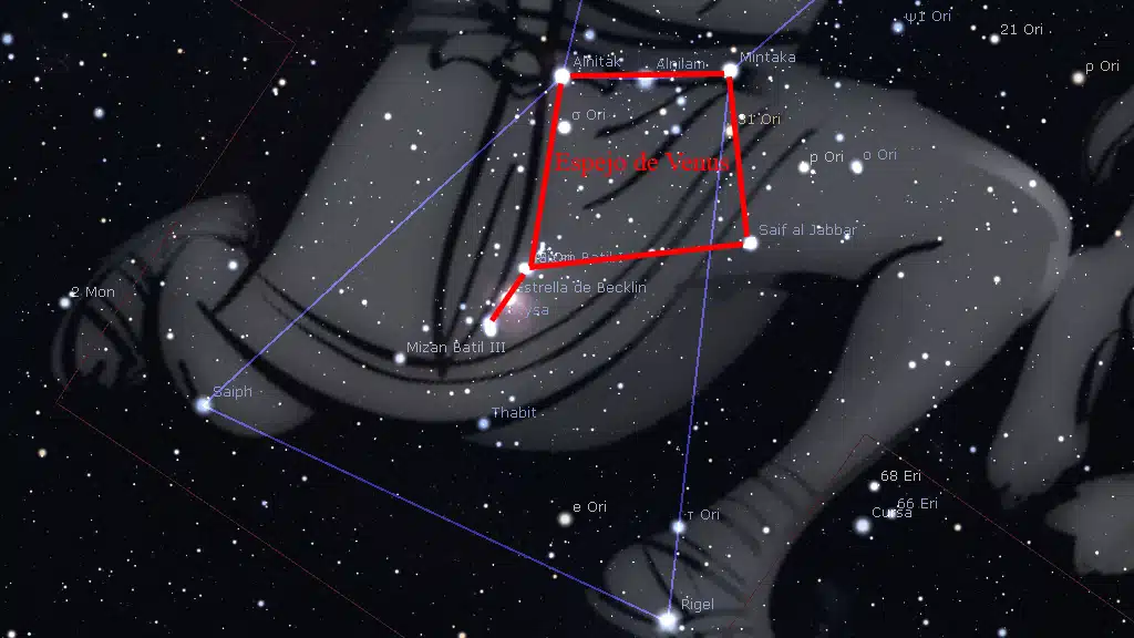 Constelaciones de invierno: Asterismo del Espejo de Venus, en Orión.