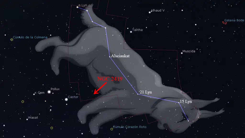 Constelación del Lince (Lynx): NGC 2419, cúmulo globular "El Viajero Intergaláctico".