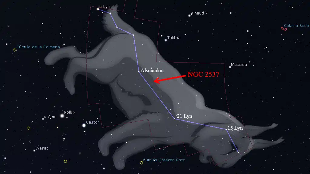 Constelación del Lince (Lynx): NGC 2537, galaxia "Zarpa del Oso".