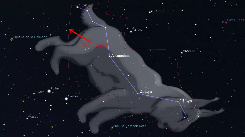 Constelación del Lince (Lynx): NGC 2683, galaxia "UFO".