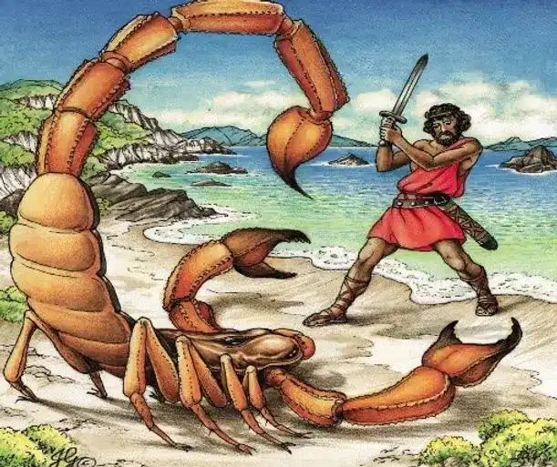 Orión lucha contra el escorpión.