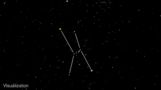 Visualización que muestra la constelación de Orión desde una perspectiva tridimensional, revelando su distribución espacial real.
