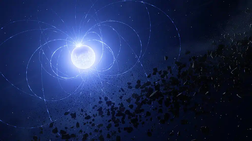 Utilizando el Very Large Telescope (VLT) del Observatorio Europeo Austral (ESO) en Chile, los astrónomos han encontrado por primera vez una cicatriz impresa en la superficie de una enana blanca.