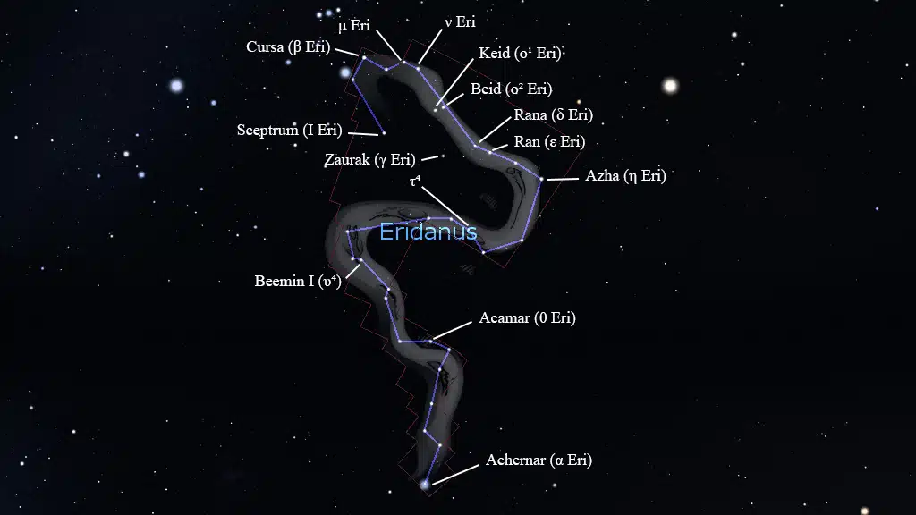 Constelaciones de invierno: Estrellas principales de Eridanus.