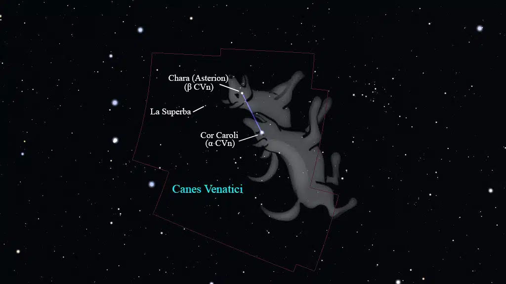 Constelación de Canes Venatici: Estrellas principales.