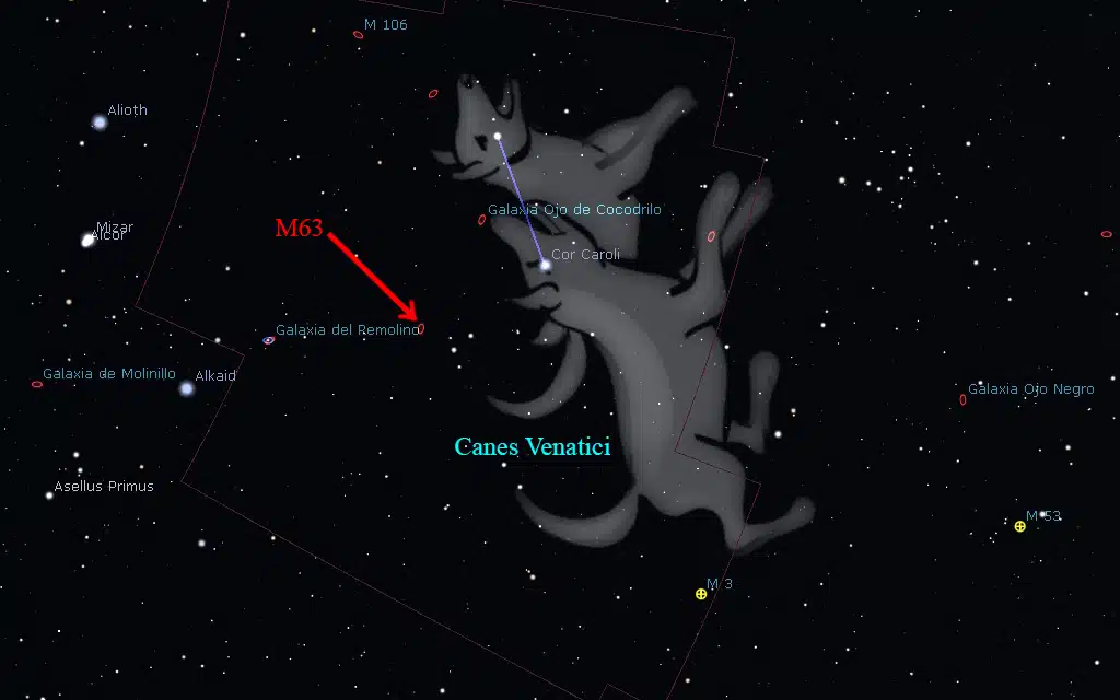 Constelación de Canes Venatici: M63.