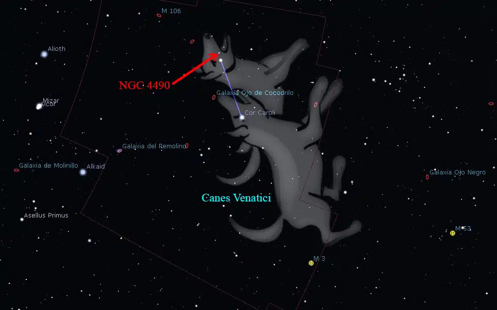 Constelación de Canes Venatici: NGC 4490.