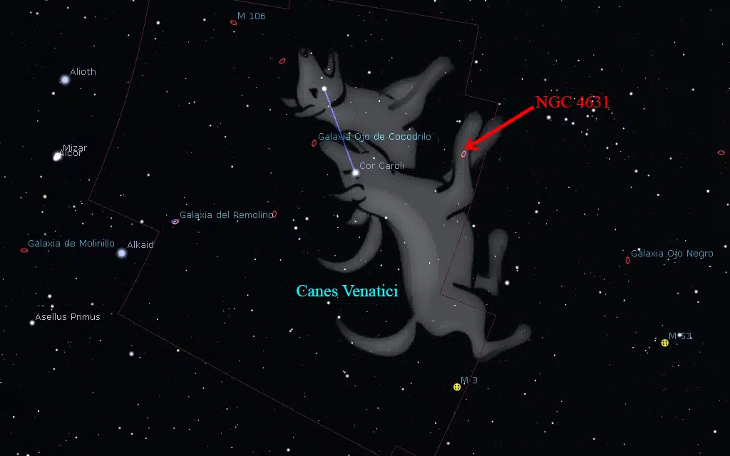 Constelación de Canes Venatici: NGC 4631.