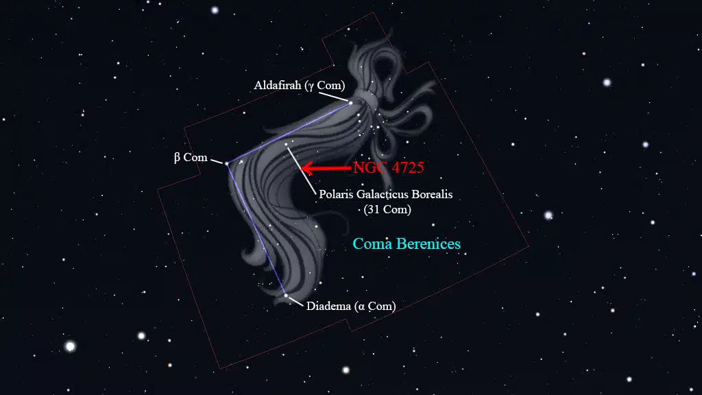 Constelación de Coma Berenices: NGC 4725.