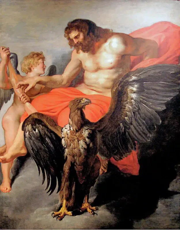 Zeus y su águila, Aetos Dios.