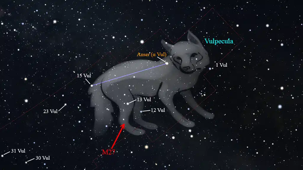 Constelación de Vulpecula (Zorrilla): M27.