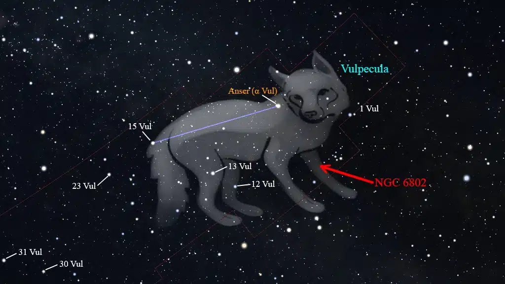 Constelación de Vulpecula (Zorrilla): NGC 6802.