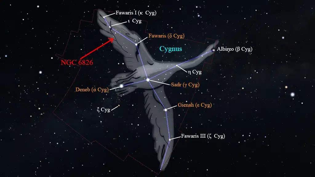 Constelación de Cygnus (Cisne): NGC 6826.