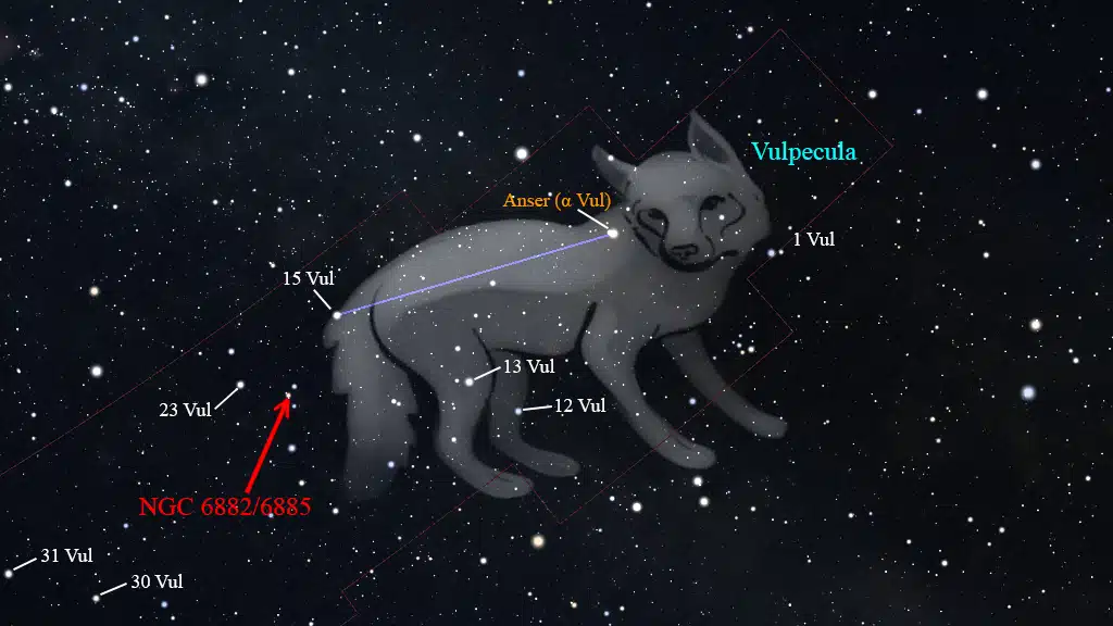 Constelación de Vulpecula (Zorrilla): NGC 6882-6885.