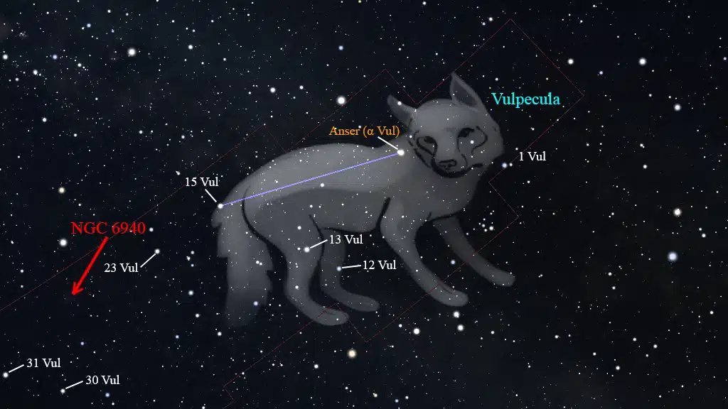 Constelación de Vulpecula (Zorrilla): NGC 6940.