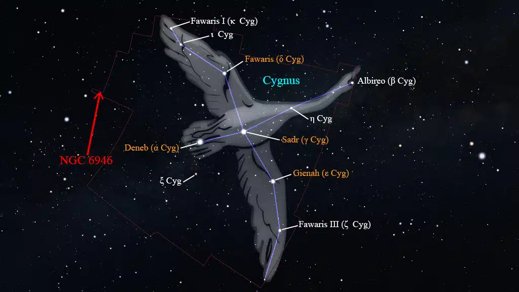 Constelación de Cygnus (Cisne): NGC 6946.