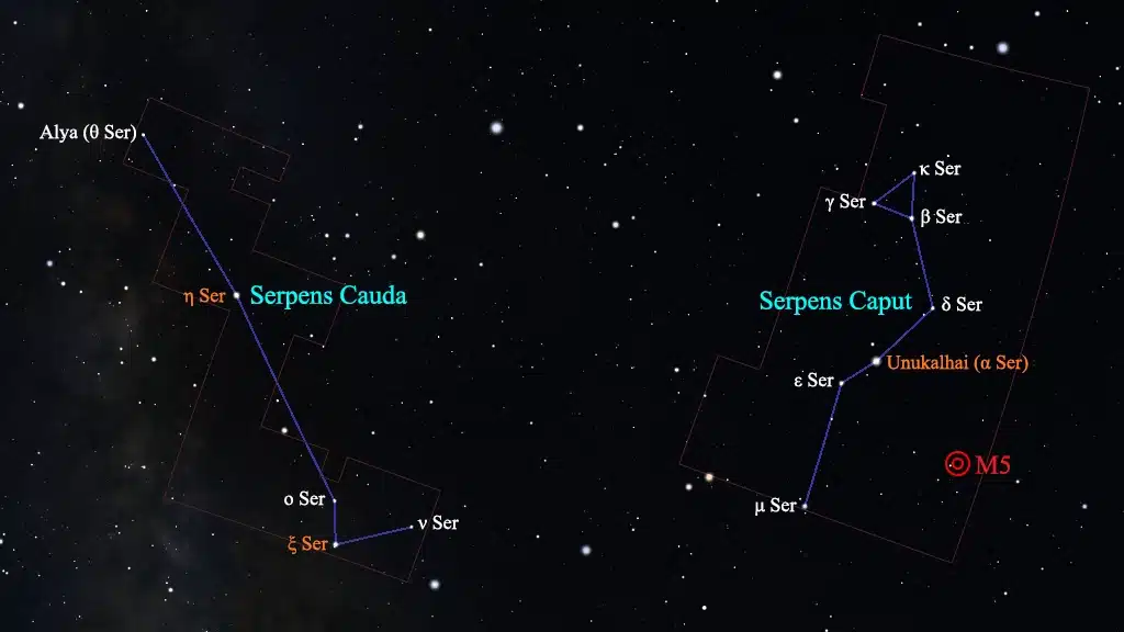 Constelación de Serpens (la Serpiente): M5 (NGC 5904), cúmulo globular.