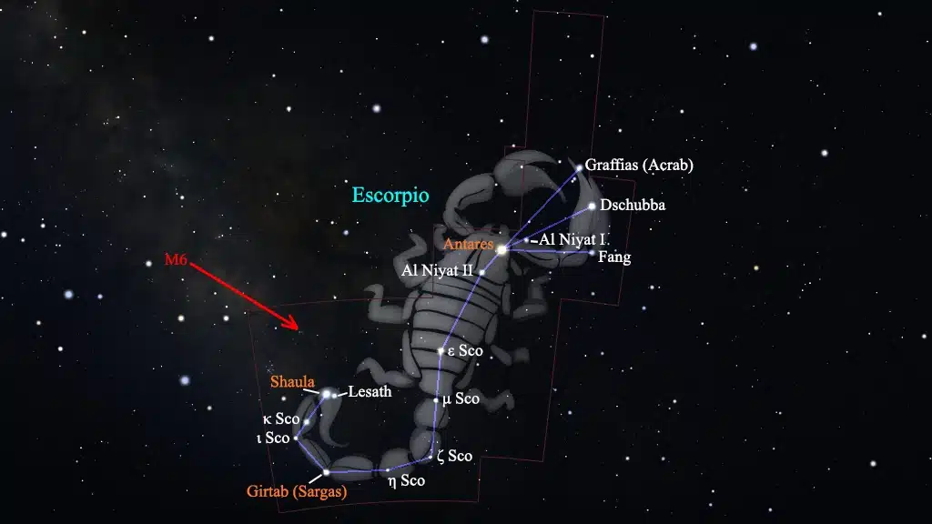 Constelación de Escorpio (el Escorpión): M6 (NGC 6405).