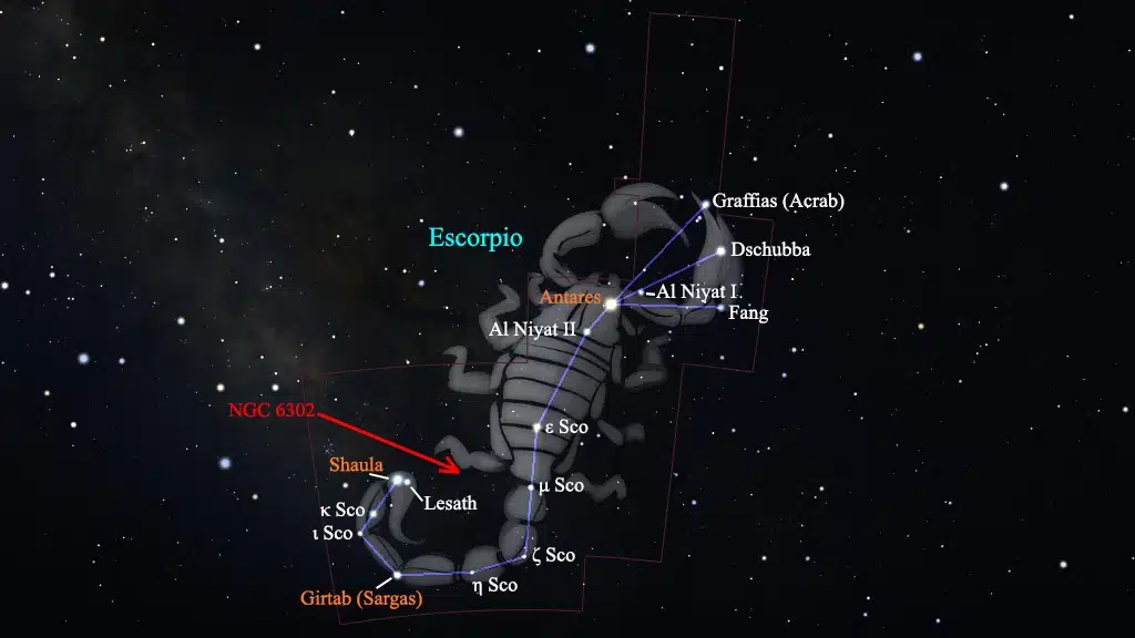 Constelación de Escorpio (el Escorpión): NGC 6302 (Caldwell 69).