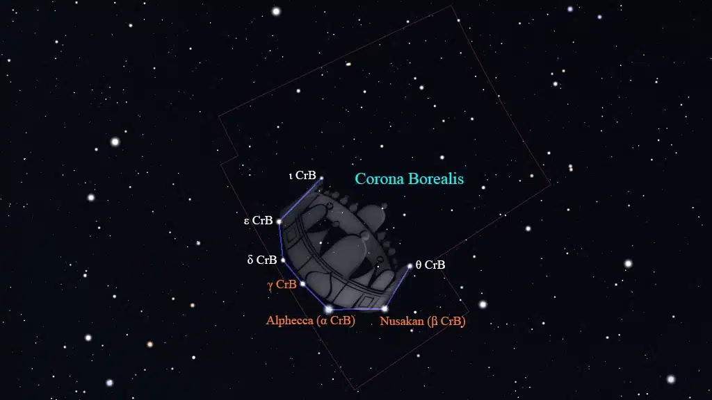 Constelación de Corona Borealis: Principales estrellas.