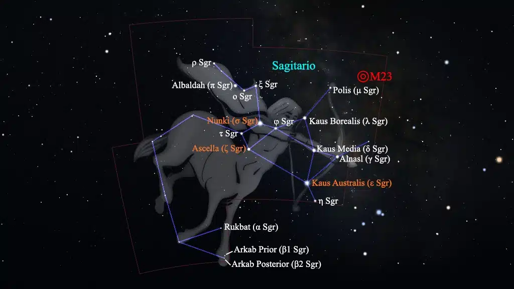 Constelación de Sagitario (Sagittarius): Cúmulo M23 (NGC 6494).