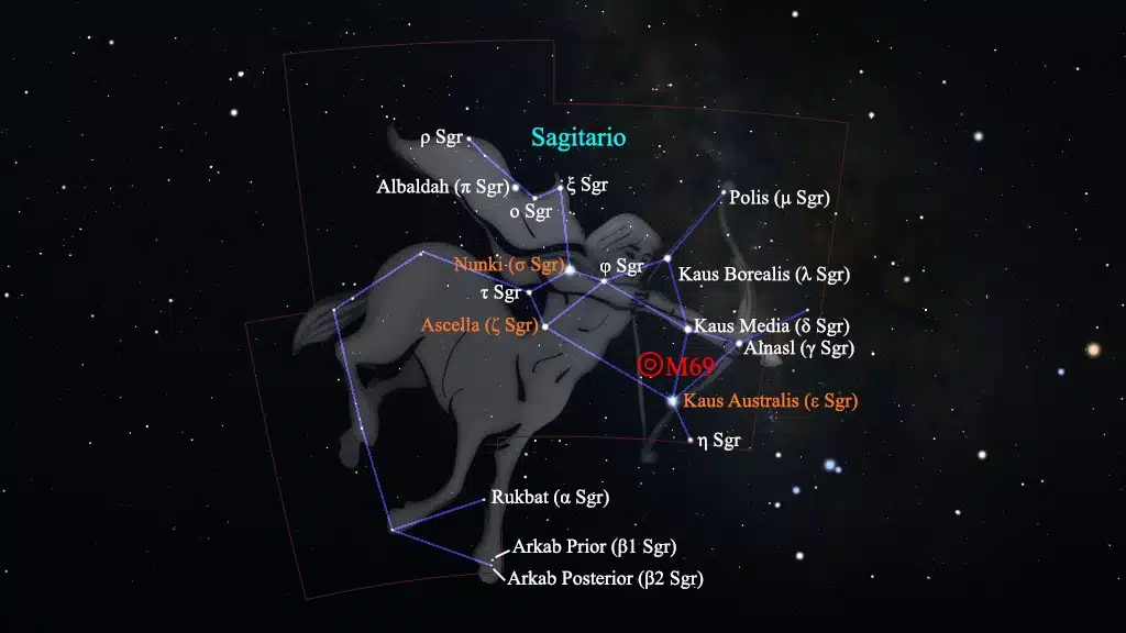 Constelación de Sagitario (Sagittarius): Cúmulo M69 (NGC 6637).