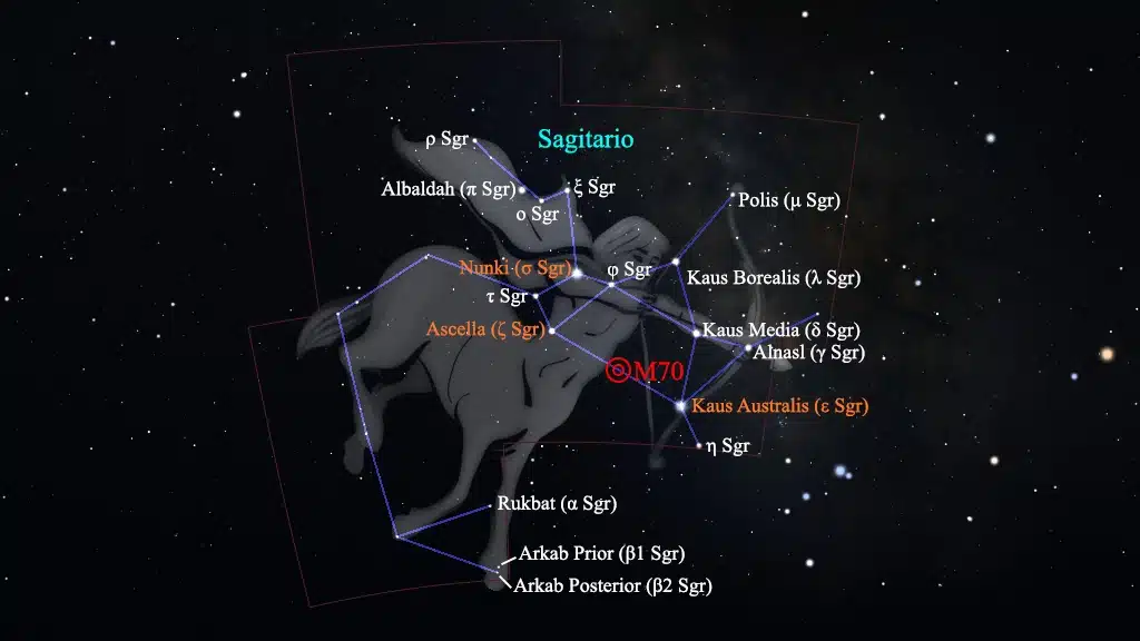 Constelación de Sagitario (Sagittarius): Cúmulo M70 (NGC 6681).