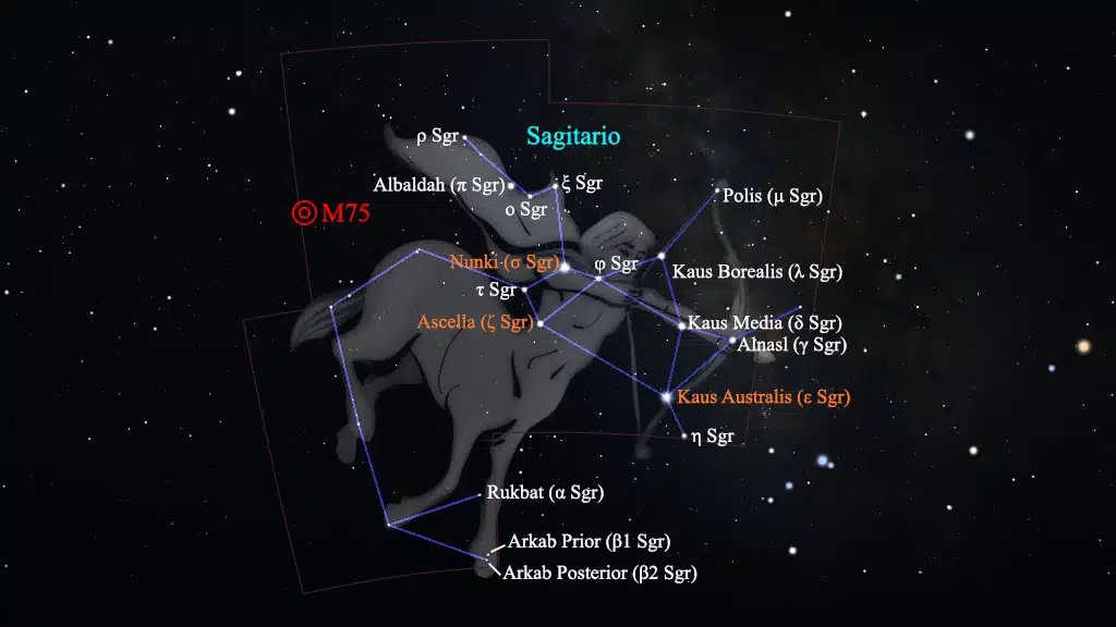 Constelación de Sagitario (Sagittarius): Cúmulo M75 (NGC 6864).