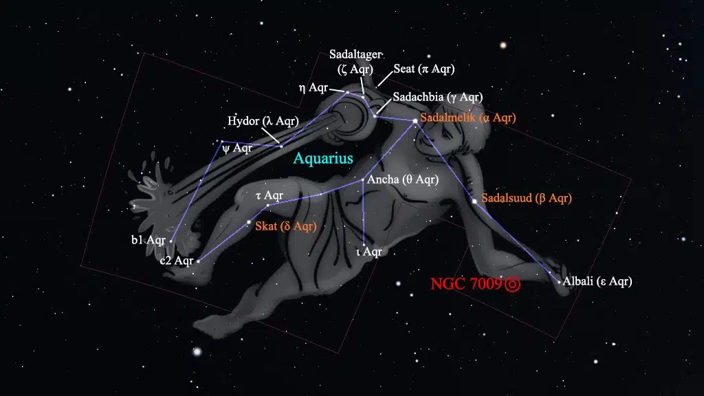 Constelación de Acuario (Aquarius): NGC 7009 (Caldwell 55), nebulosa planetaria "Saturno".