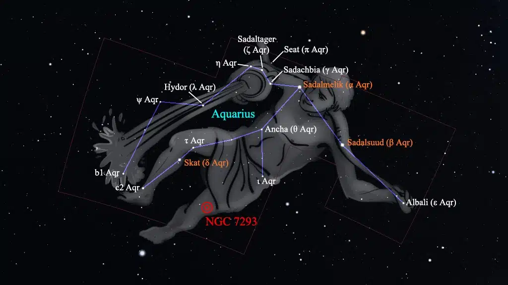 Constelación de Acuario (Aquarius): NGC 7293 (Caldwell 63), nebulosa planetaria "Hélice".