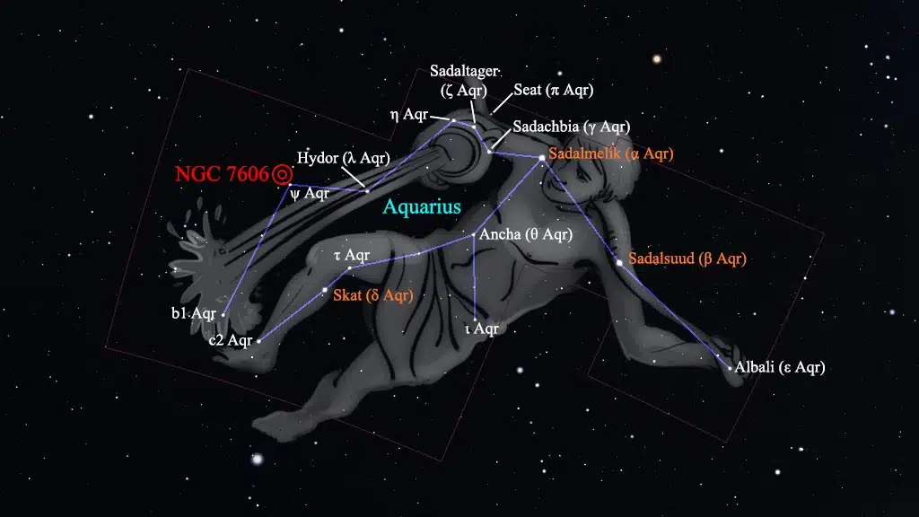 Constelación de Acuario (Aquarius): NGC 7606, galaxia.