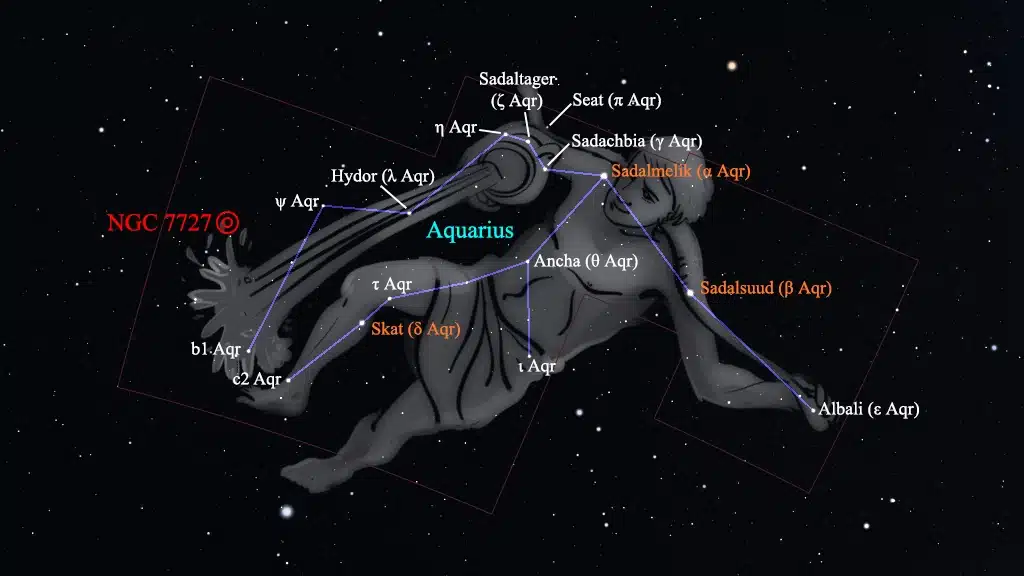 Constelación de Acuario (Aquarius): NGC 7727, galaxia.