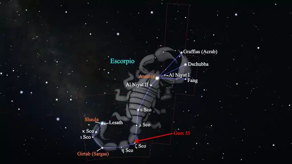 Constelación de Escorpio (el Escorpión): Gum 55.