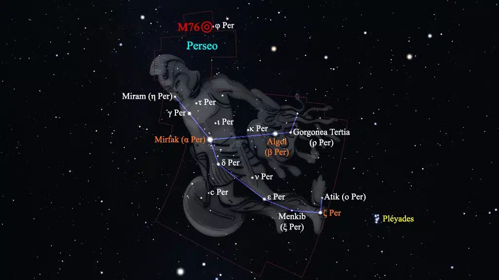 Constelación de Perseo (Perseus): M76 (NGC 650), nebulosa planetaria "Pequeña Dumbbell".