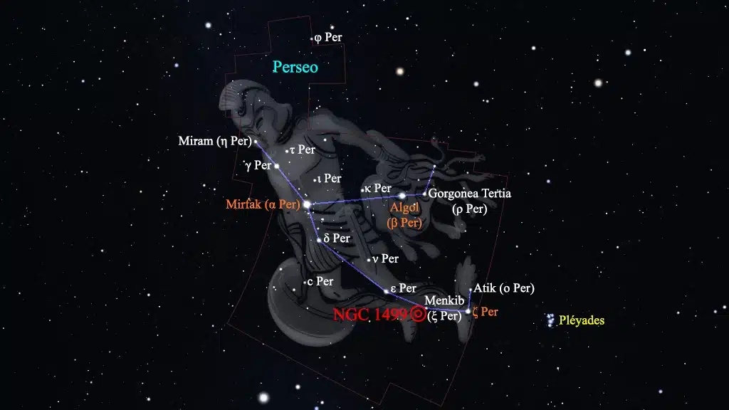 Constelación de Perseo (Perseus): NGC 1499, nebulosa "California".