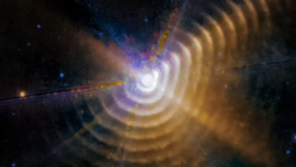 Webb detecta polvo rico en carbono en Wolf-Rayet 140.