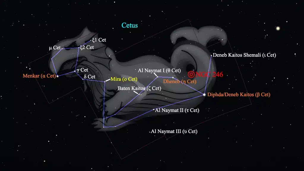 Constelación de Cetus (La Ballena): NGC 246 (Caldwell 56), nebulosa planetaria "de la Calavera".
