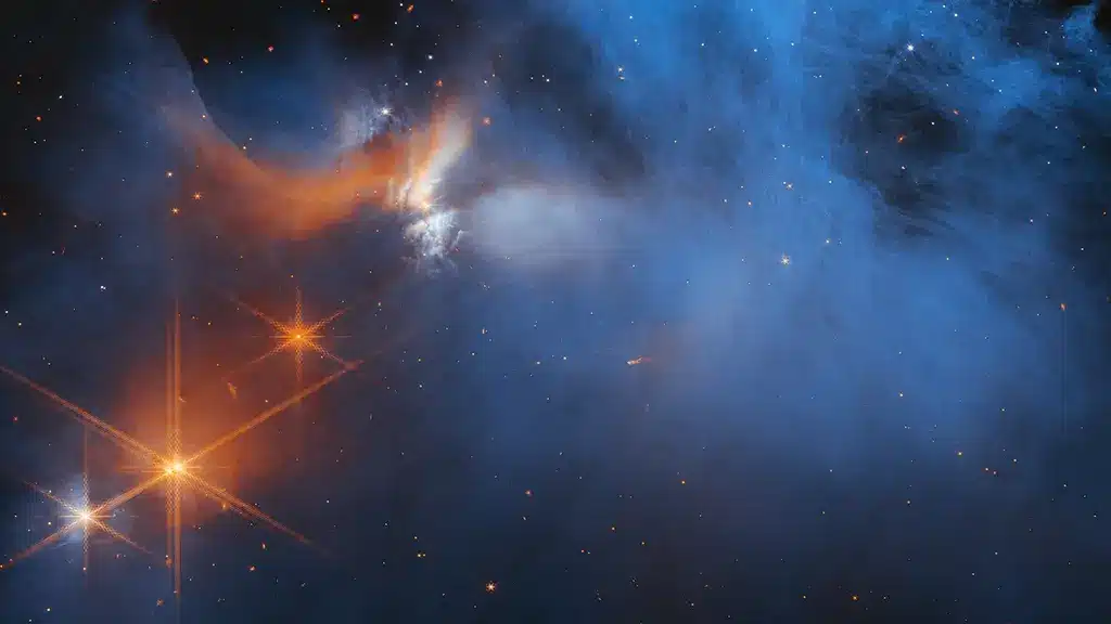 La misión SPHEREx de la NASA realizará un estudio de la Vía Láctea en busca de hielo de agua y otros ingredientes clave para la vida. En la búsqueda de estos compuestos helalados, la misión se centrará en las nubes moleculares, colecciones de gas y polvo en el espacio, como esta capturada por el Telescopio Espacial James Webb de la agencia. Crédito: NASA, ESA, CSA.