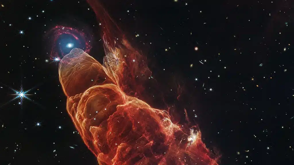 Webb desvela el misterioso objeto difuso de Herbig-Haro 49/50.