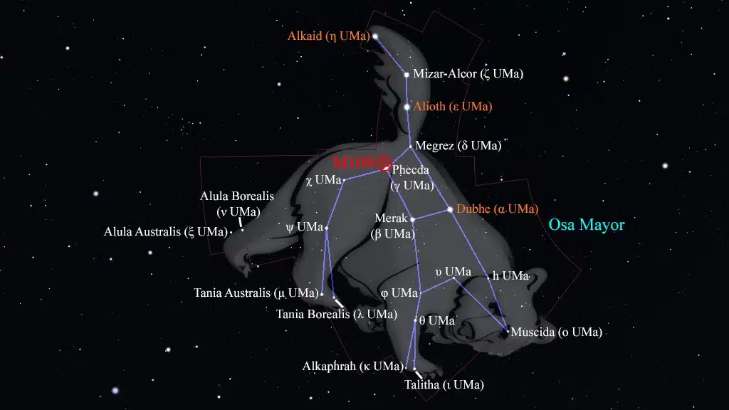 Constelación de la Osa Mayor (Ursa Major): Galaxia "de la Aspiradora" (M109) (NGC 3992).