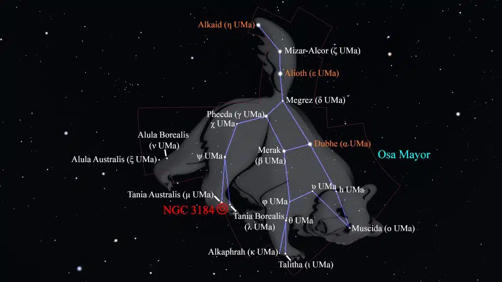Constelación de la Osa Mayor (Ursa Major): Galaxia "Pequeño Molinete" (NGC 3184).