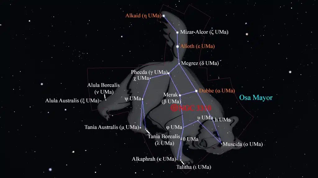 Constelación de la Osa Mayor (Ursa Major): Galaxia "Arco y Flecha" (NGC 3310).