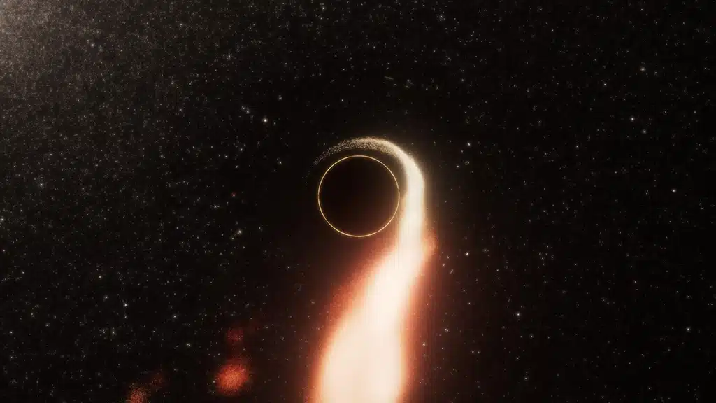 Descubren un agujero negro errante devorador de estrellas.