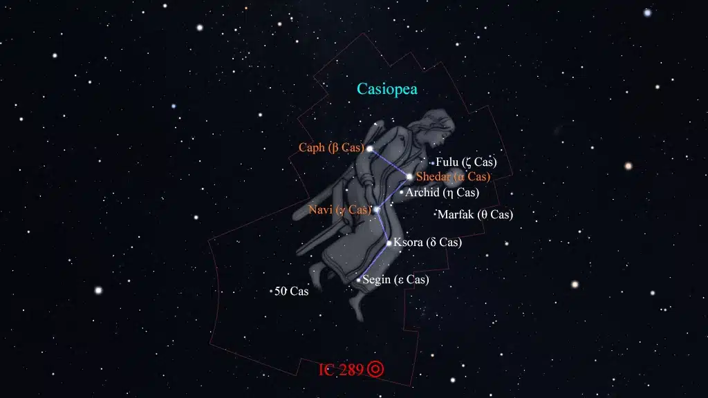 Constelación de Casiopea (Cassiopeia): IC 289, nebulosa planetaria.