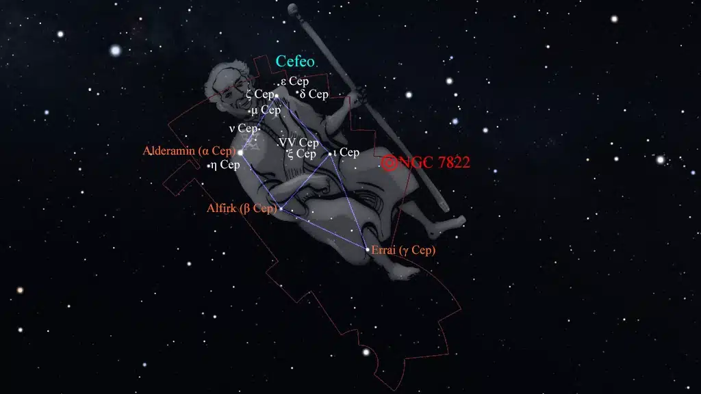 Constelación de Cefeo (Cepheus): NGC 7822, nebulosa "Signo de Interrogación".