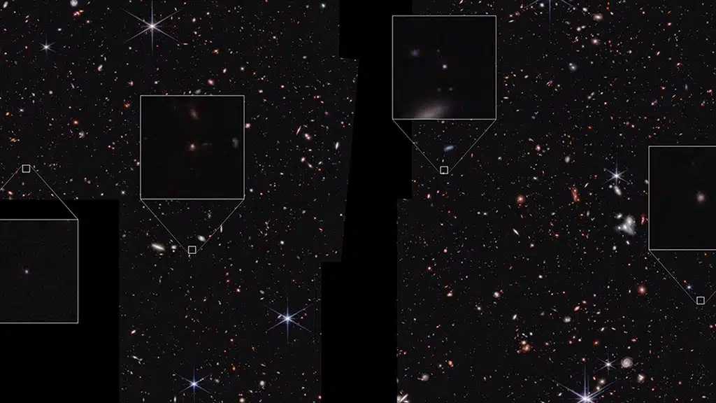 Webb halla raras galaxias primigenias difíciles de clasificar.