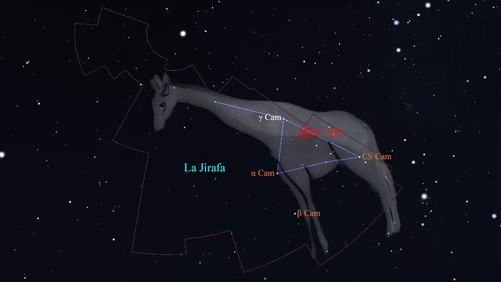Constelación de La Jirafa (Camelopardalis): IC 342 (Caldwell 5), galaxia "Oculta".