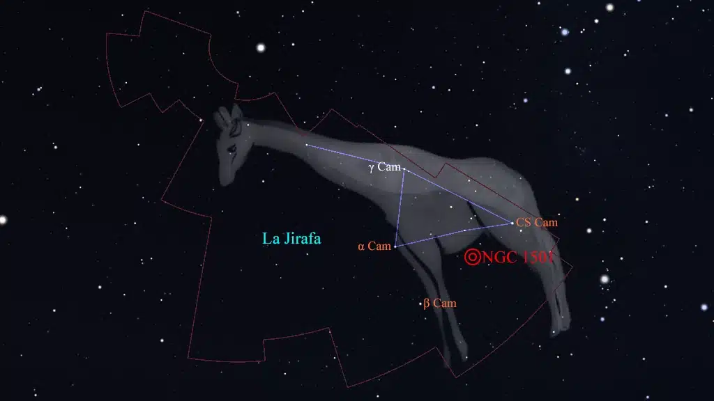 Constelación de La Jirafa (Camelopardalis): NGC 1501, nebulosa planetaria "Ostra" u "Ojo de Camello".