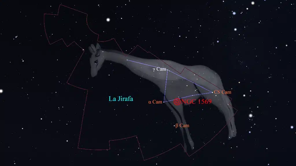 Constelación de La Jirafa (Camelopardalis): NGC 1569, galaxia.