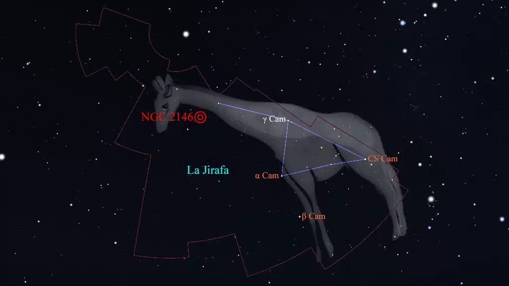 Constelación de La Jirafa (Camelopardalis): NGC 2146, galaxia "Mano de Polvo".